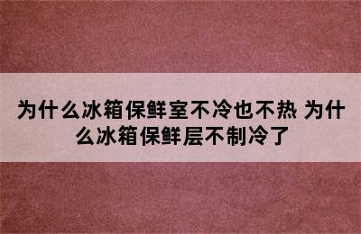 为什么冰箱保鲜室不冷也不热 为什么冰箱保鲜层不制冷了